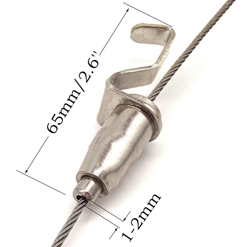 HAN SHENG 18 Pcs Adjustable Metal Art Gallery Display Wire Rope Hanger Hooks Picture Rail Hooks Hanger System Accessories for 1mm-2mm Wire Rope - Image 2